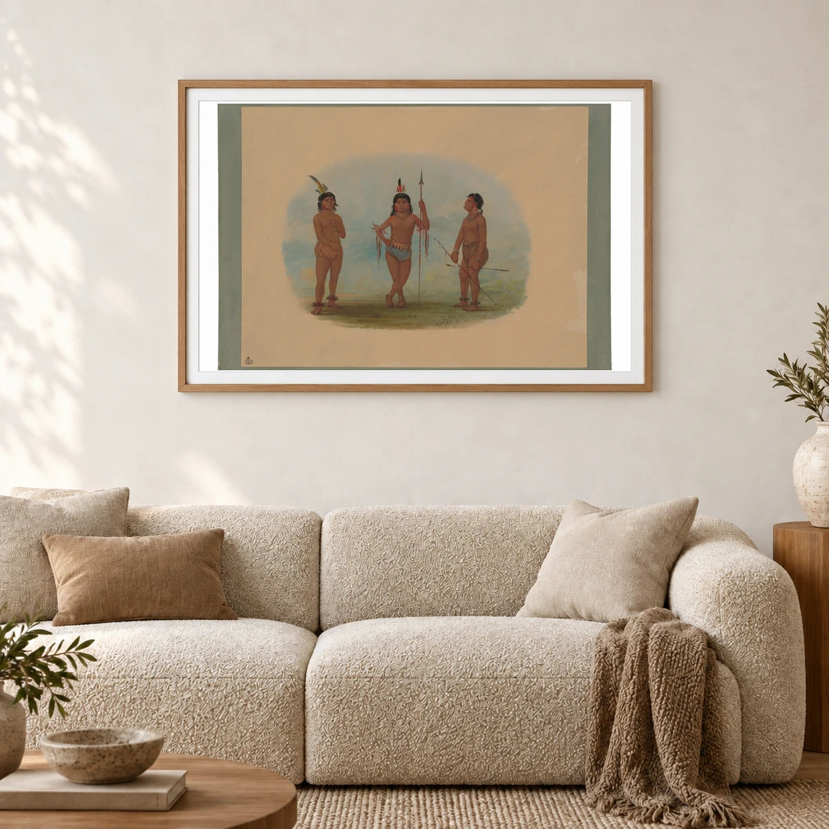 Three Young Tobos Men 1965.16.253 — Famous Paintings shown in a styled interior