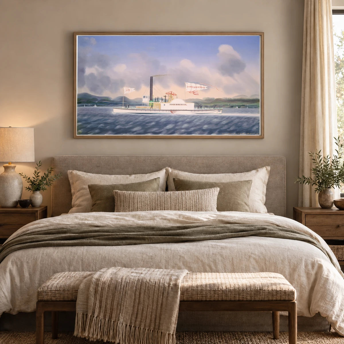 Towboat John Birkbeck 1971.83.1 — Famous Paintings shown in a styled interior