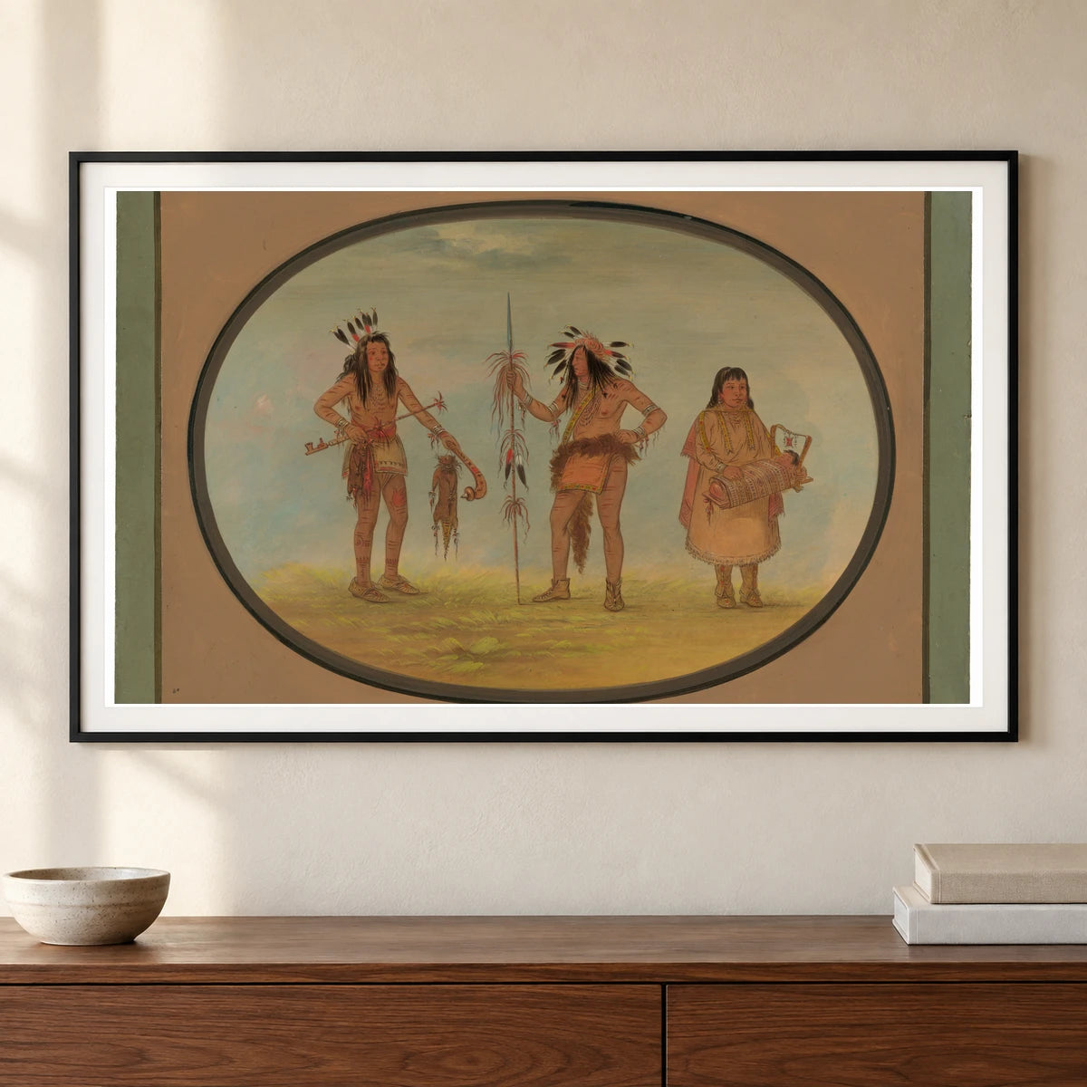 Two Ojibbeway Warriors And A Woman 1965.16.92 — Famous Paintings shown in a styled interior