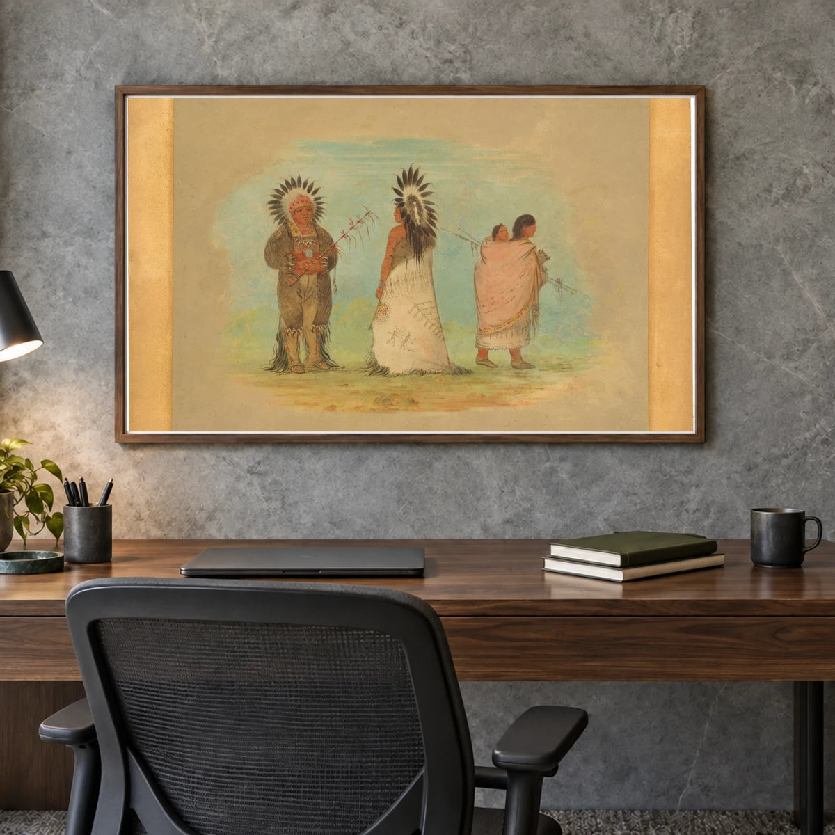 Two Ottoe Chiefs And A Woman 1965.16.100 — Famous Paintings shown in a styled interior