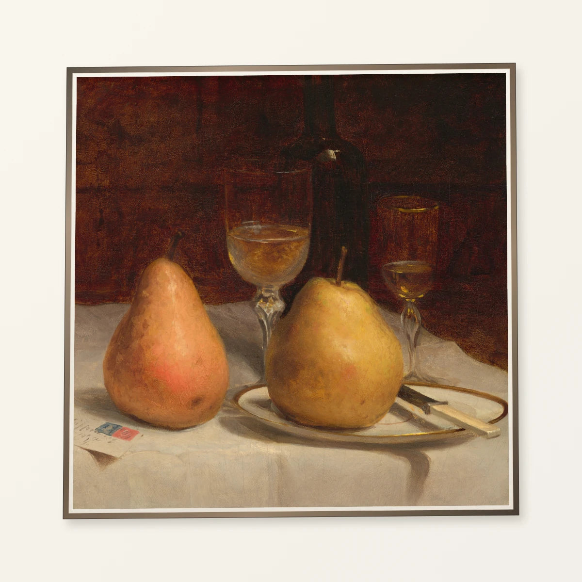 Two Pears On A Tabletop 2001.130.1 — Famous Paintings famous paintings print by SaamCrafts