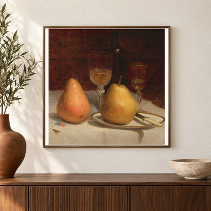 Two Pears On A Tabletop 2001.130.1 — Famous Paintings shown in a styled interior