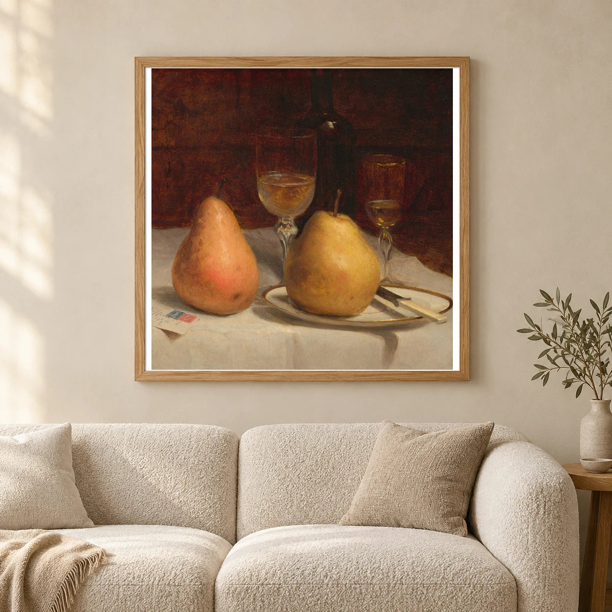 Two Pears On A Tabletop 2001.130.1 — Famous Paintings shown in a styled interior