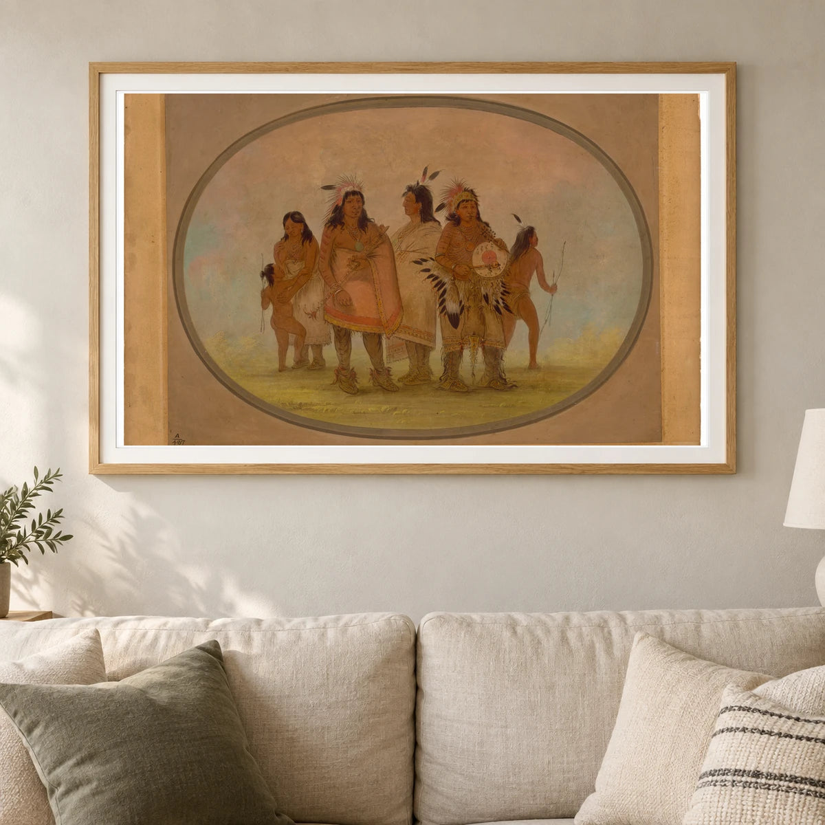 Two Sioux Chiefs, A Medicine Man, And A Woman With A Child 1965.16.343 — Famous Paintings shown in a styled interior