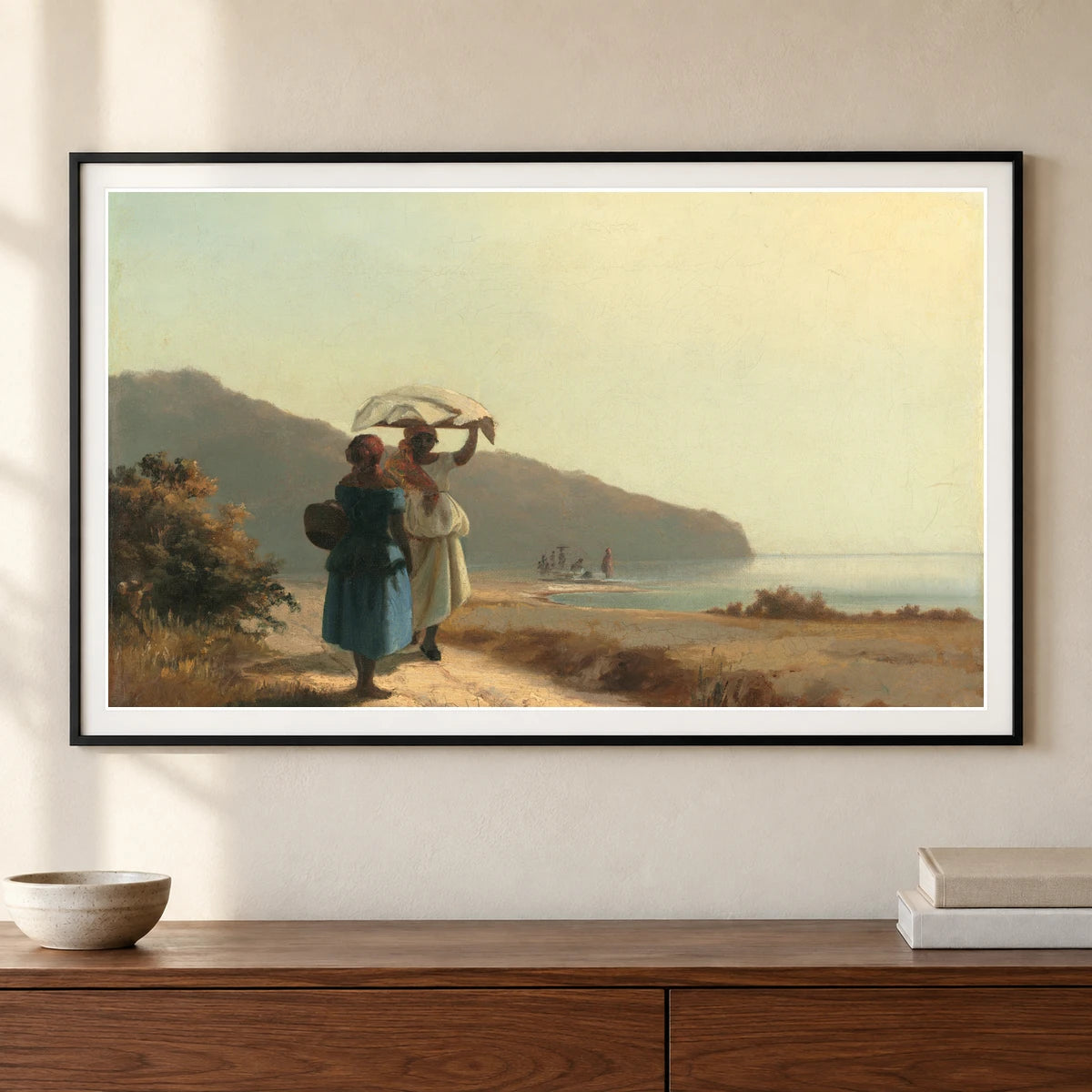 Two Women Chatting By The Sea, St. Thomas 1985.64.30 — Famous Paintings shown in a styled interior