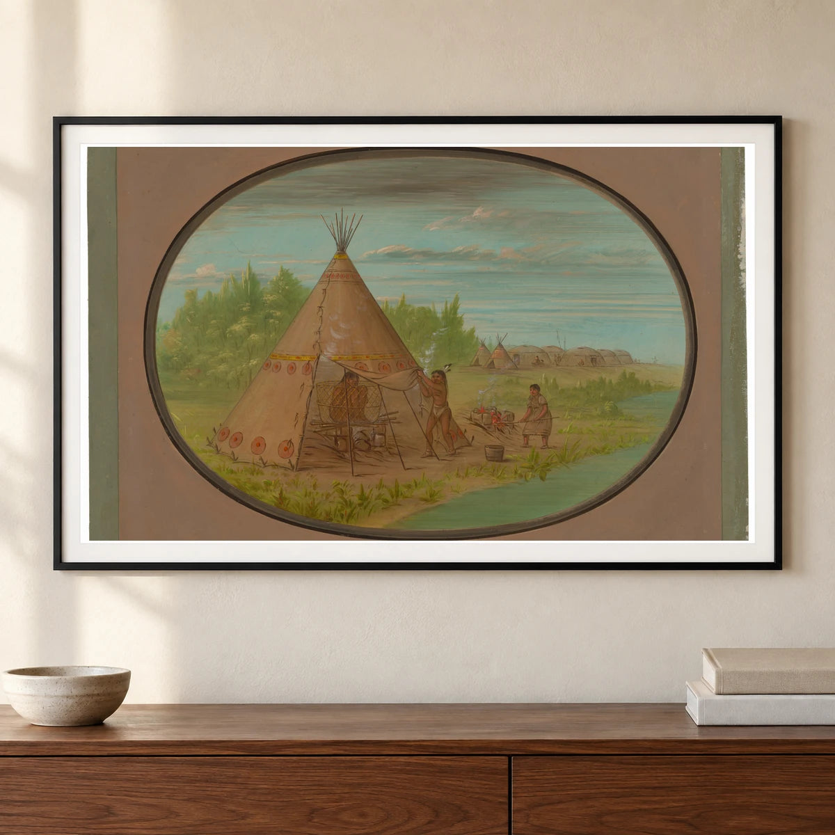 Vapor Bath Minatarree 1965.16.342 — Famous Paintings shown in a styled interior