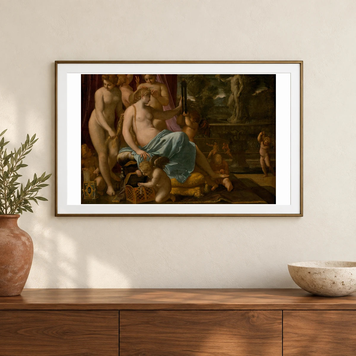 Venus Adorned By The Graces 1961.9.9 — Famous Paintings shown in a styled interior