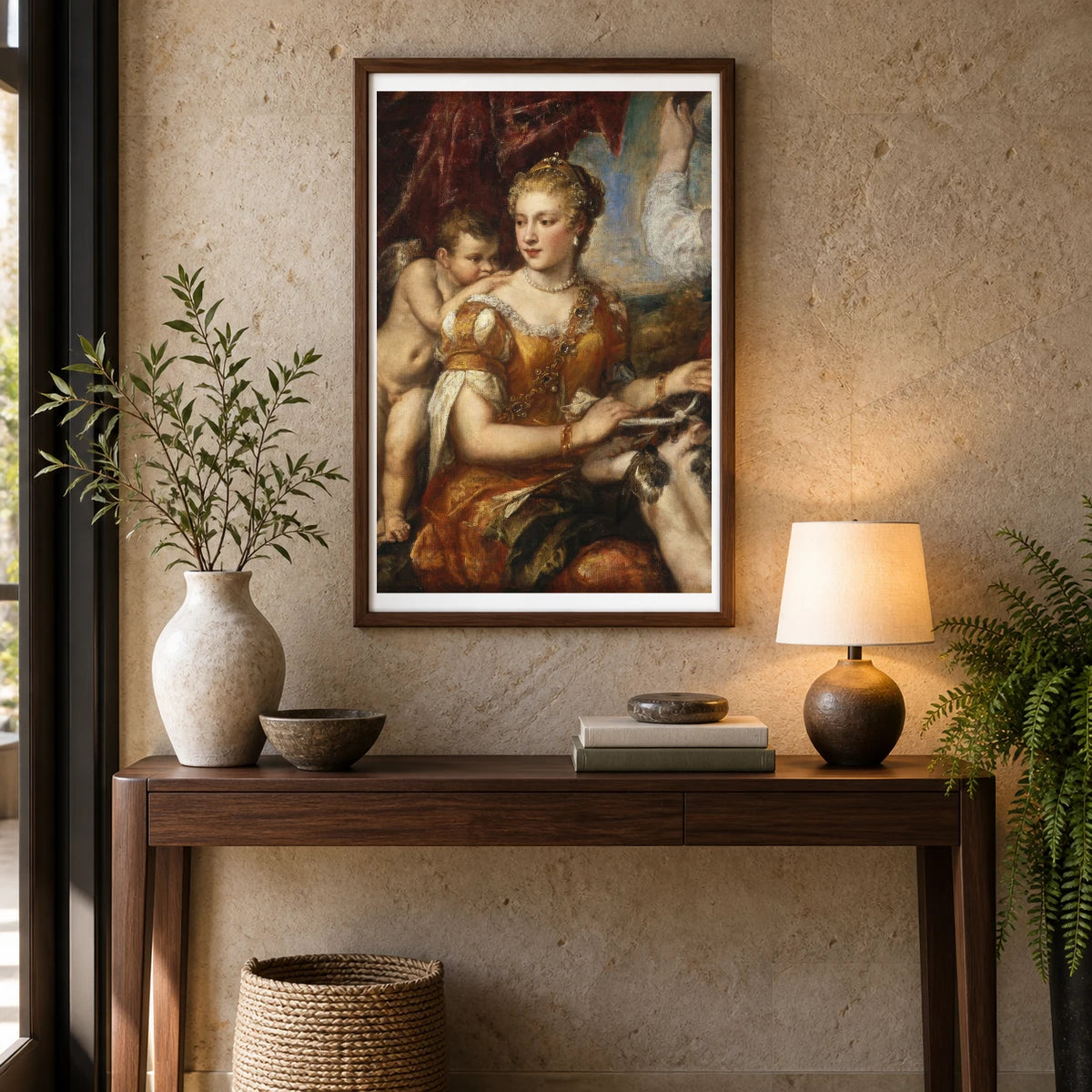 Venus Blindfolding Cupid 1952.2.12 — Famous Paintings shown in a styled interior