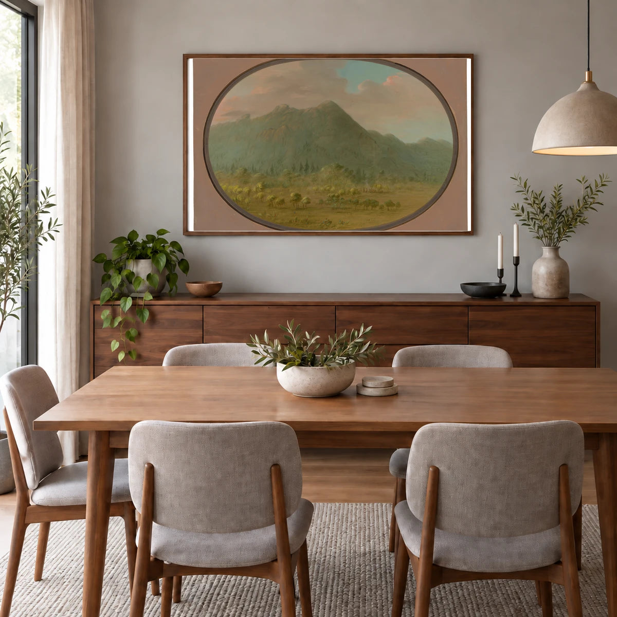 View In The Crystal Mountains 1965.16.266 — Famous Paintings shown in a styled interior