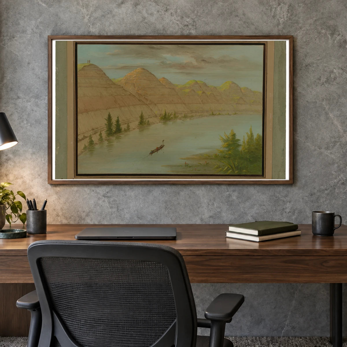 View In The Grand Detour, Upper Missouri 1965.16.191 — Famous Paintings shown in a styled interior