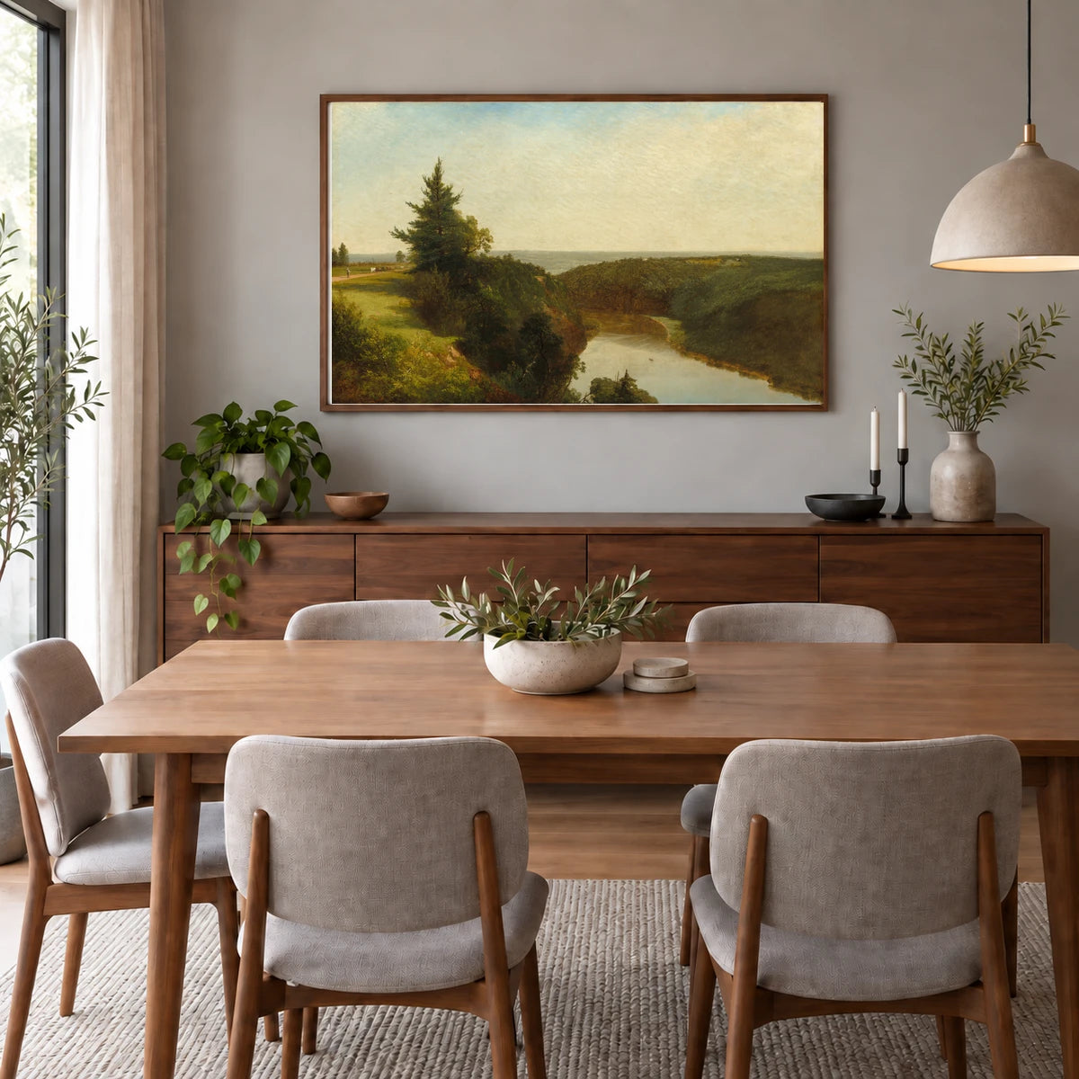 View On The Genesee Near Mount Morris 2014.136.118 — Famous Paintings shown in a styled interior