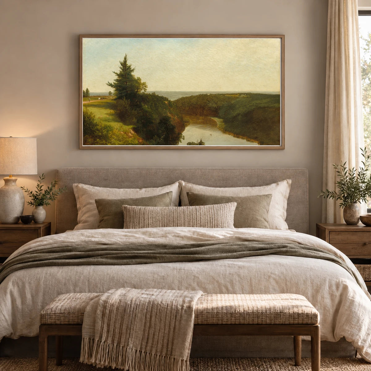 View On The Genesee Near Mount Morris 2014.136.118 — Famous Paintings shown in a styled interior