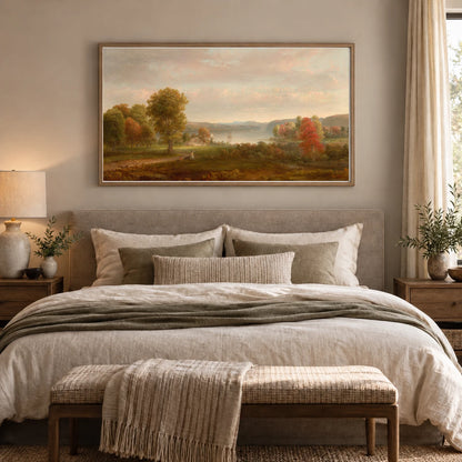 View On The Hudson In Autumn 2015.19.113 — Famous Paintings shown in a styled interior