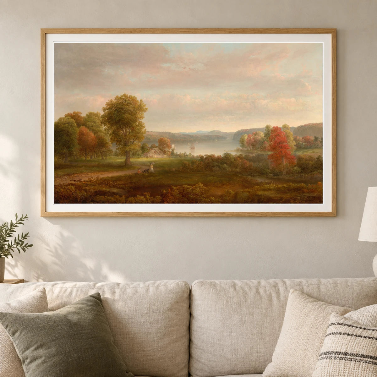View On The Hudson In Autumn 2015.19.113 — Famous Paintings shown in a styled interior