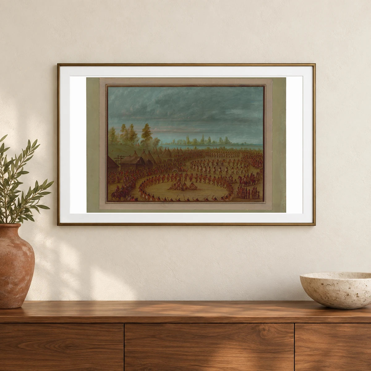 War Dance Of The Apachees 1965.16.315 — Famous Paintings shown in a styled interior