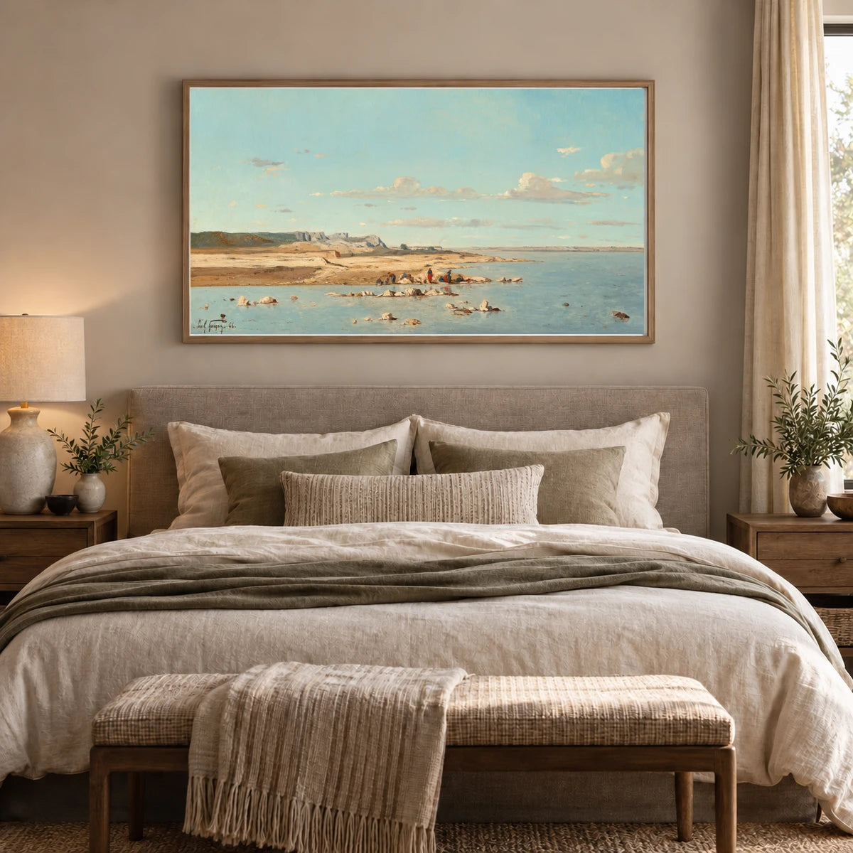 Washerwomen On The Banks Of The Durance 2007.73.1 — Famous Paintings shown in a styled interior