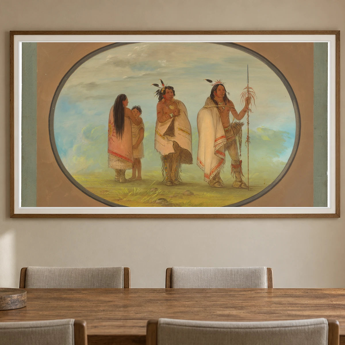 Weeco Chief, His Wife, And A Warrior 1965.16.101 — Famous Paintings shown in a styled interior