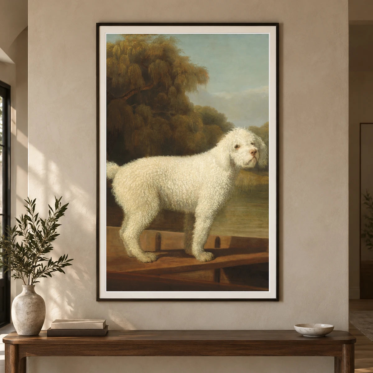 White Poodle In A Punt 1999.80.22 — Famous Paintings shown in a styled interior