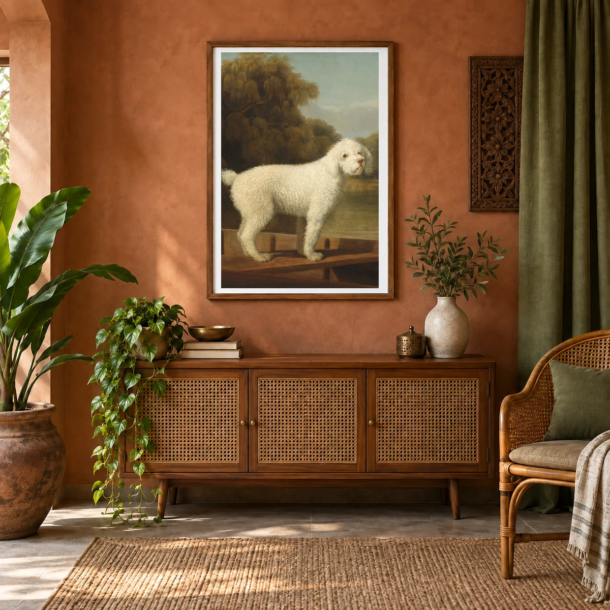 White Poodle In A Punt 1999.80.22 — Famous Paintings shown in a styled interior