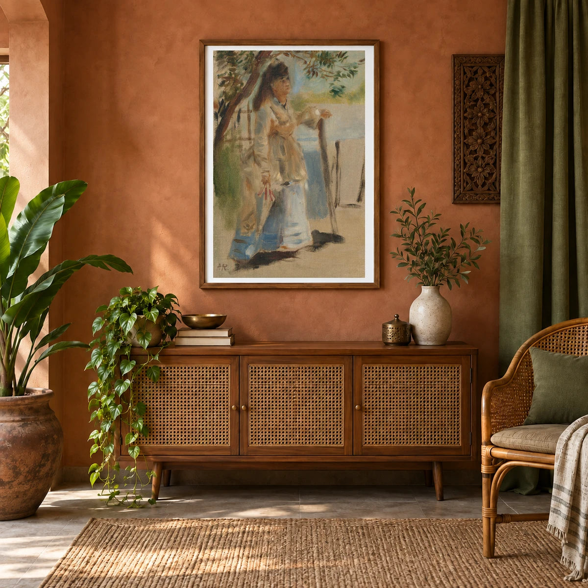 Woman By A Fence 1970.17.66 — Famous Paintings shown in a styled interior