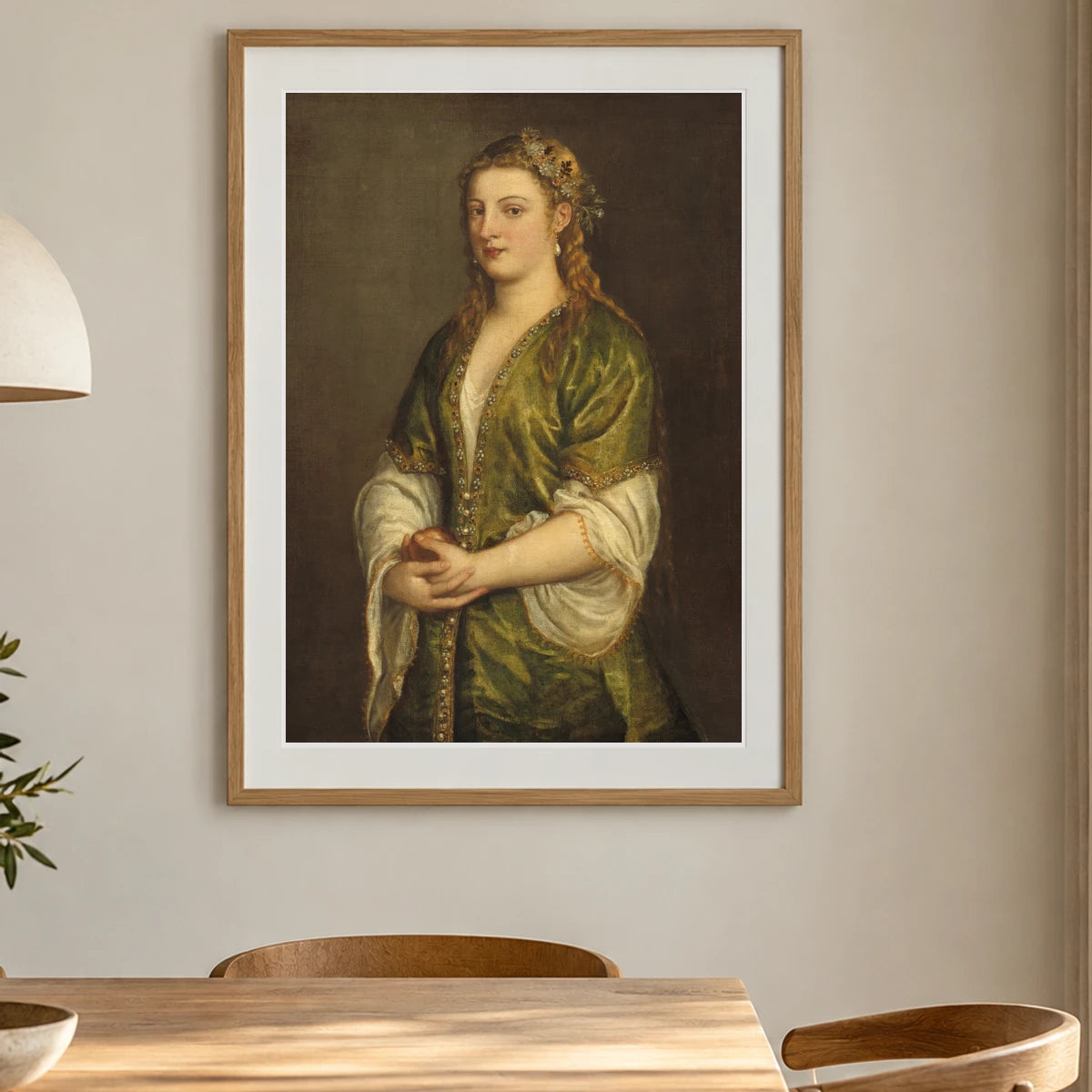 Woman Holding An Apple 1939.1.292 — Famous Paintings shown in a styled interior