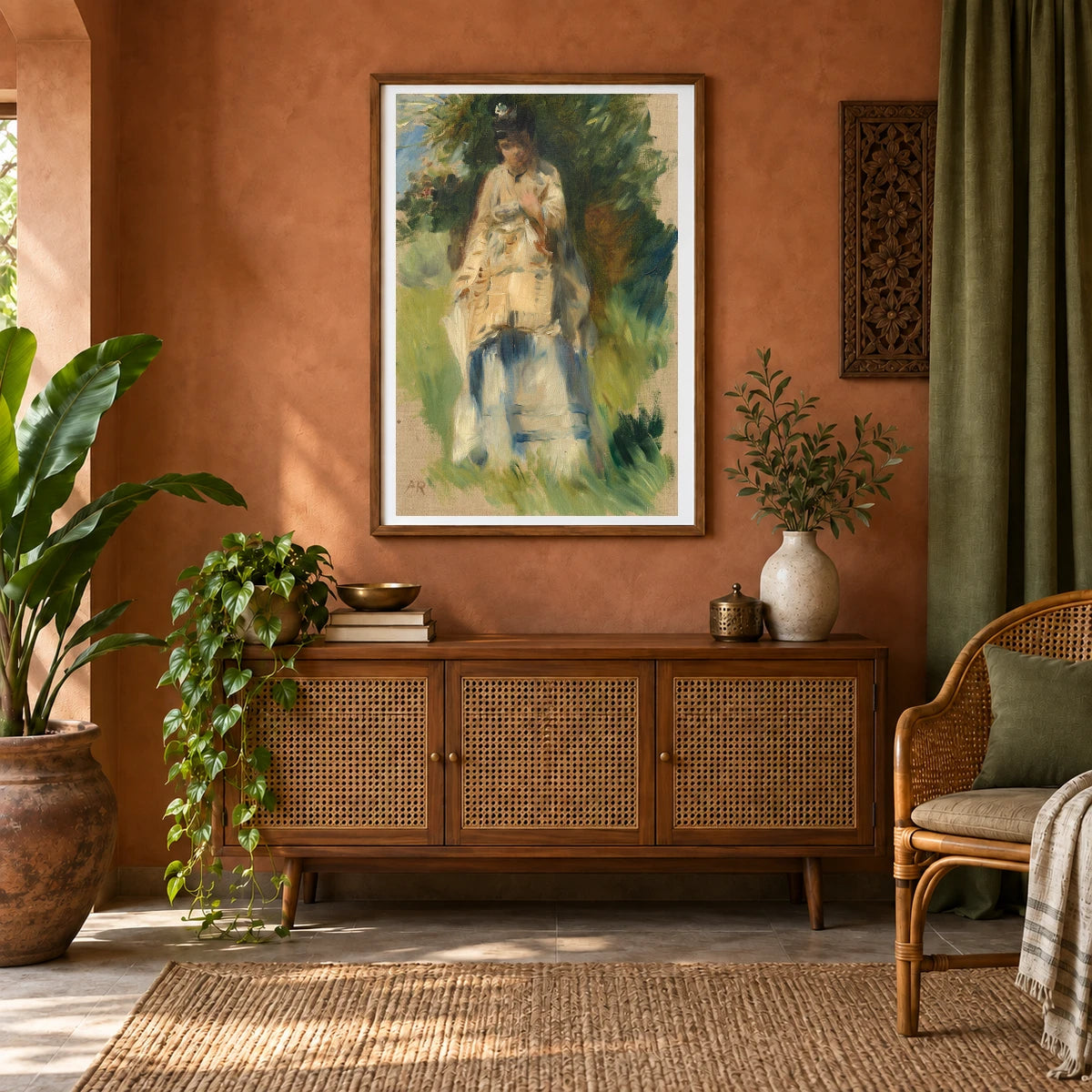 Woman Standing By A Tree 1970.17.67 — Famous Paintings shown in a styled interior