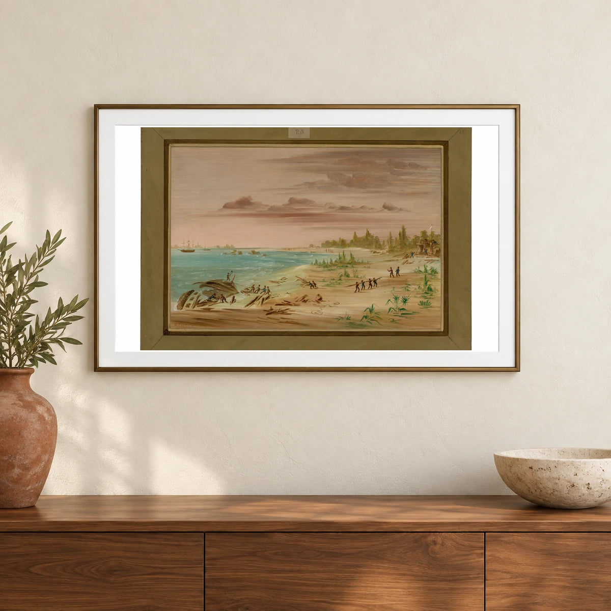 Wreck Of The Aimable, On The Coast Of Texas. 1685 1965.16.337 — Famous Paintings shown in a styled interior