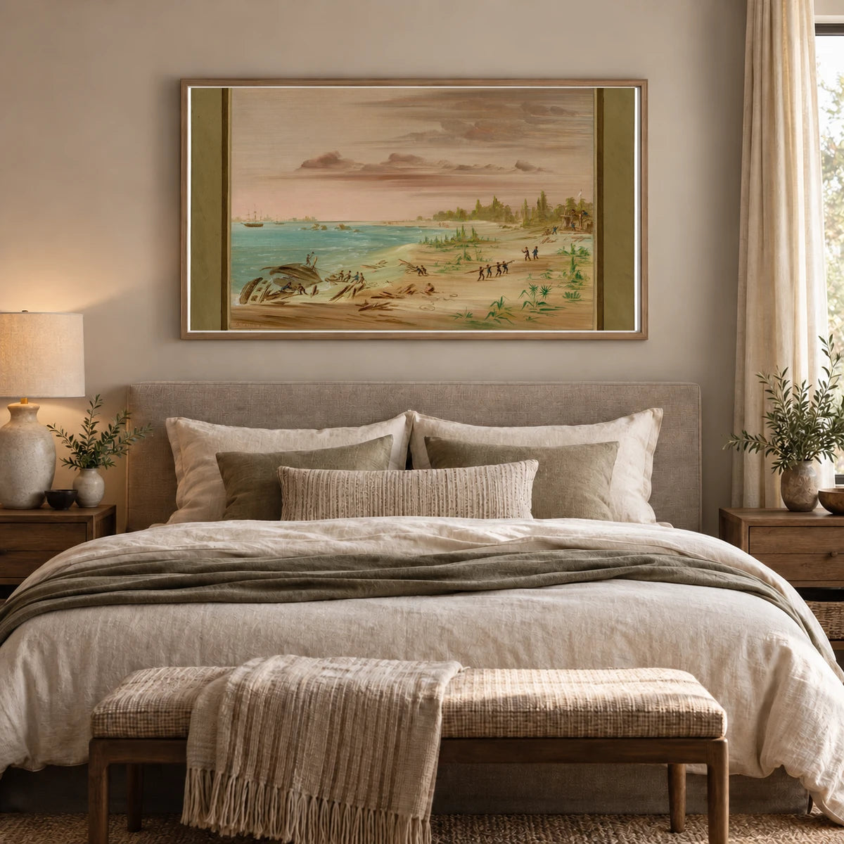 Wreck Of The Aimable, On The Coast Of Texas. 1685 1965.16.337 — Famous Paintings shown in a styled interior