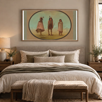 Yntah Medicine Man, A Warrior, And A Woman 1965.16.126 — Famous Paintings shown in a styled interior