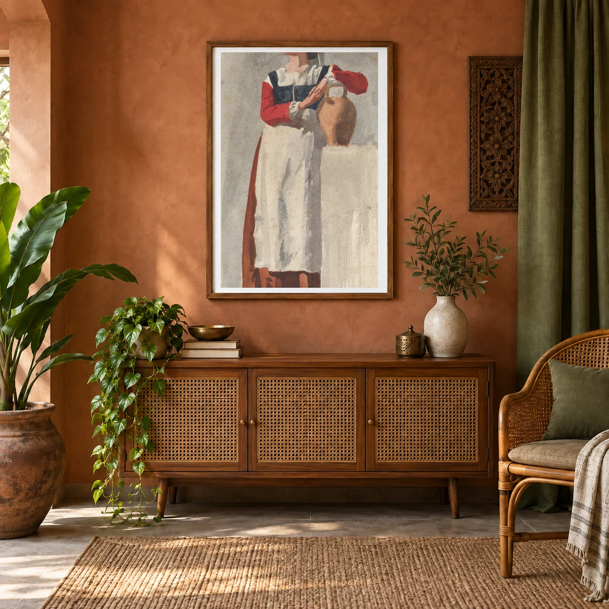 Italian Woman (ca. 1856–57) — Edgar Degas shown in a styled interior