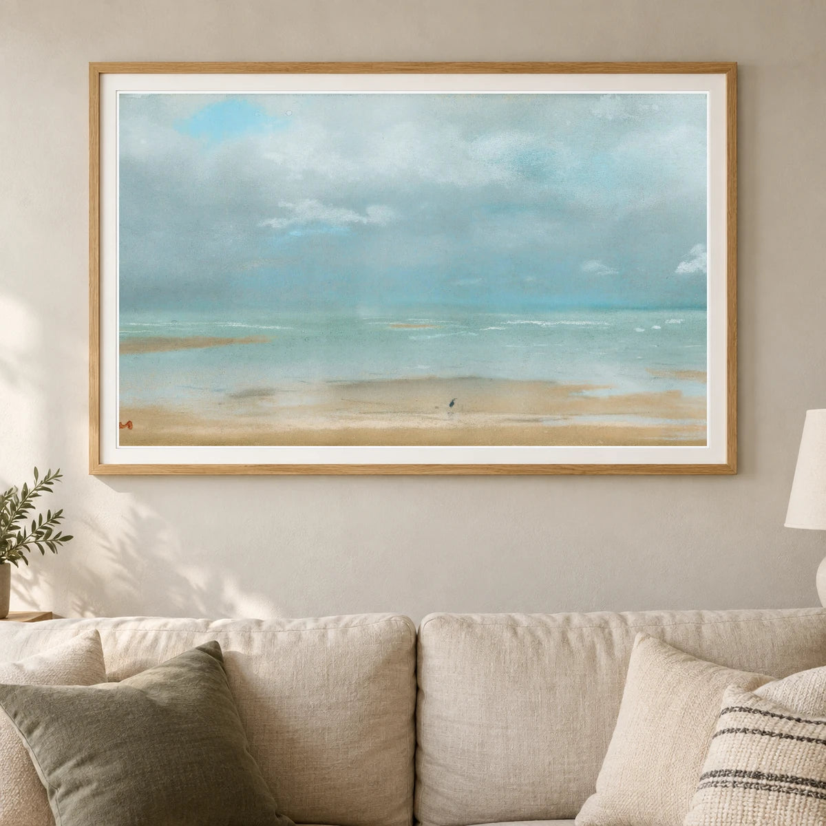 Plage À Marée Basse — Edgar Degas shown in a styled interior