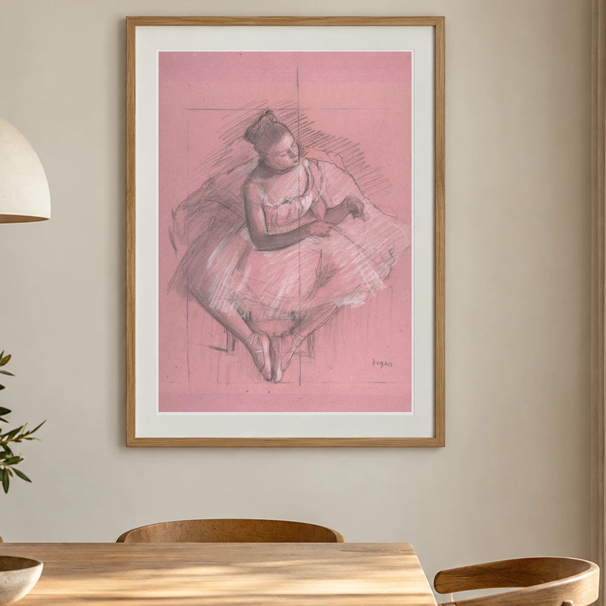 Seated Dancer (1873–74) — Edgar Degas shown in a styled interior