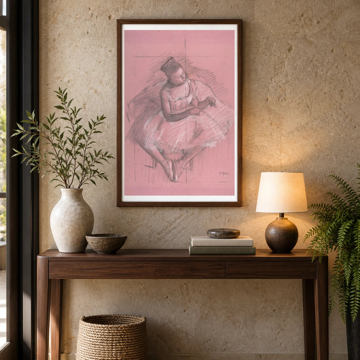 Seated Dancer (1873–74) — Edgar Degas shown in a styled interior