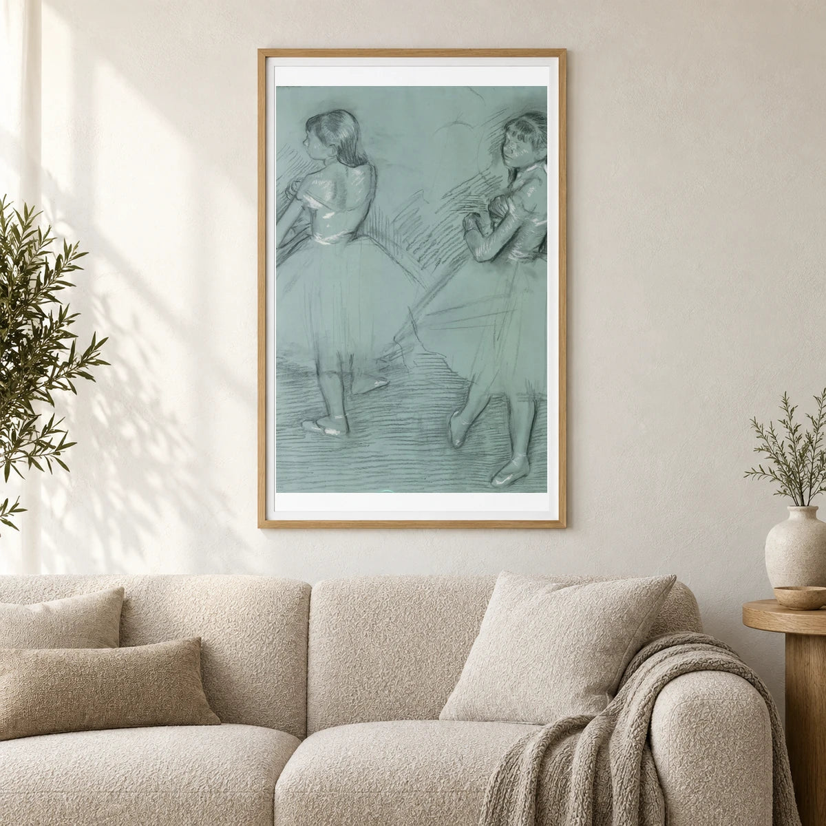 Two Dancers (ca. 1879) — Edgar Degas shown in a styled interior
