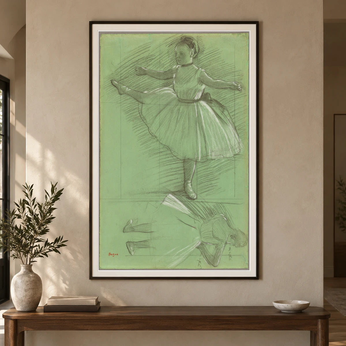 Two Studies Of Dancers — Edgar Degas shown in a styled interior