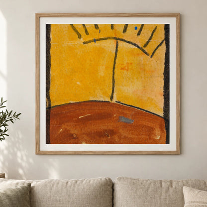 Abstrahierte Landschaft Mit Sonnenaufgang (1918) — Egon Schiele shown in a styled interior