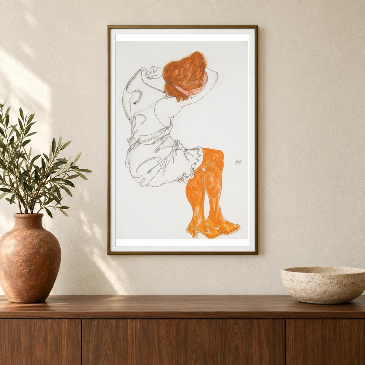 Das Schlafende Mädchen (the Sleeping Girl) (1913) — Egon Schiele shown in a styled interior
