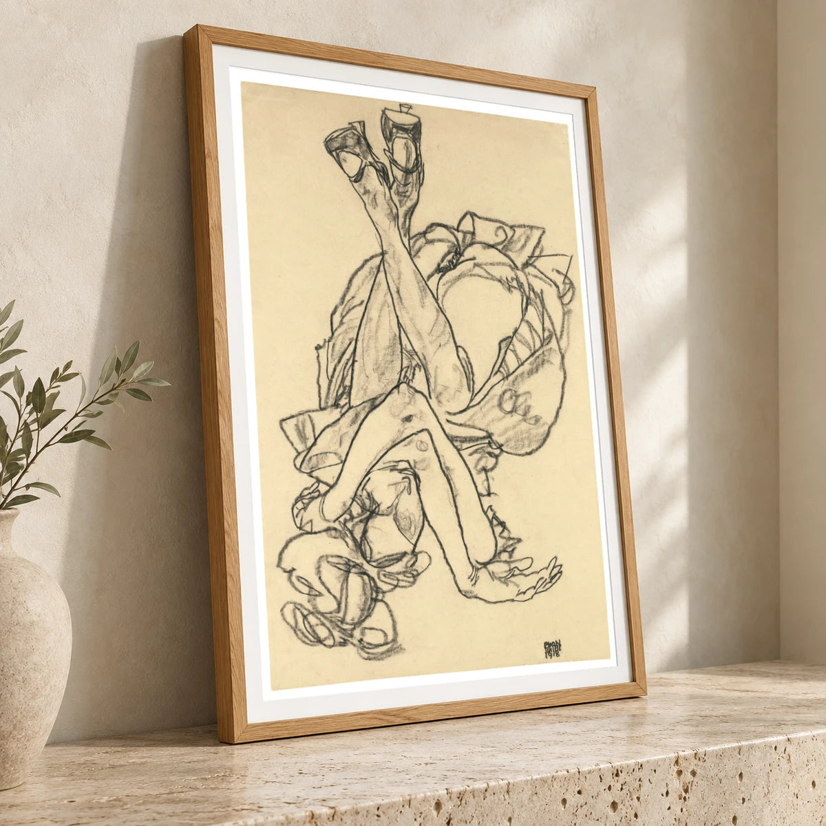 Girl Lying On Her Back With Crossed Arms And Legs (1918) — Egon Schiele egon schiele print by SaamCrafts
