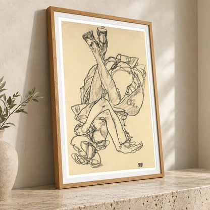 Girl Lying On Her Back With Crossed Arms And Legs (1918) — Egon Schiele egon schiele print by SaamCrafts