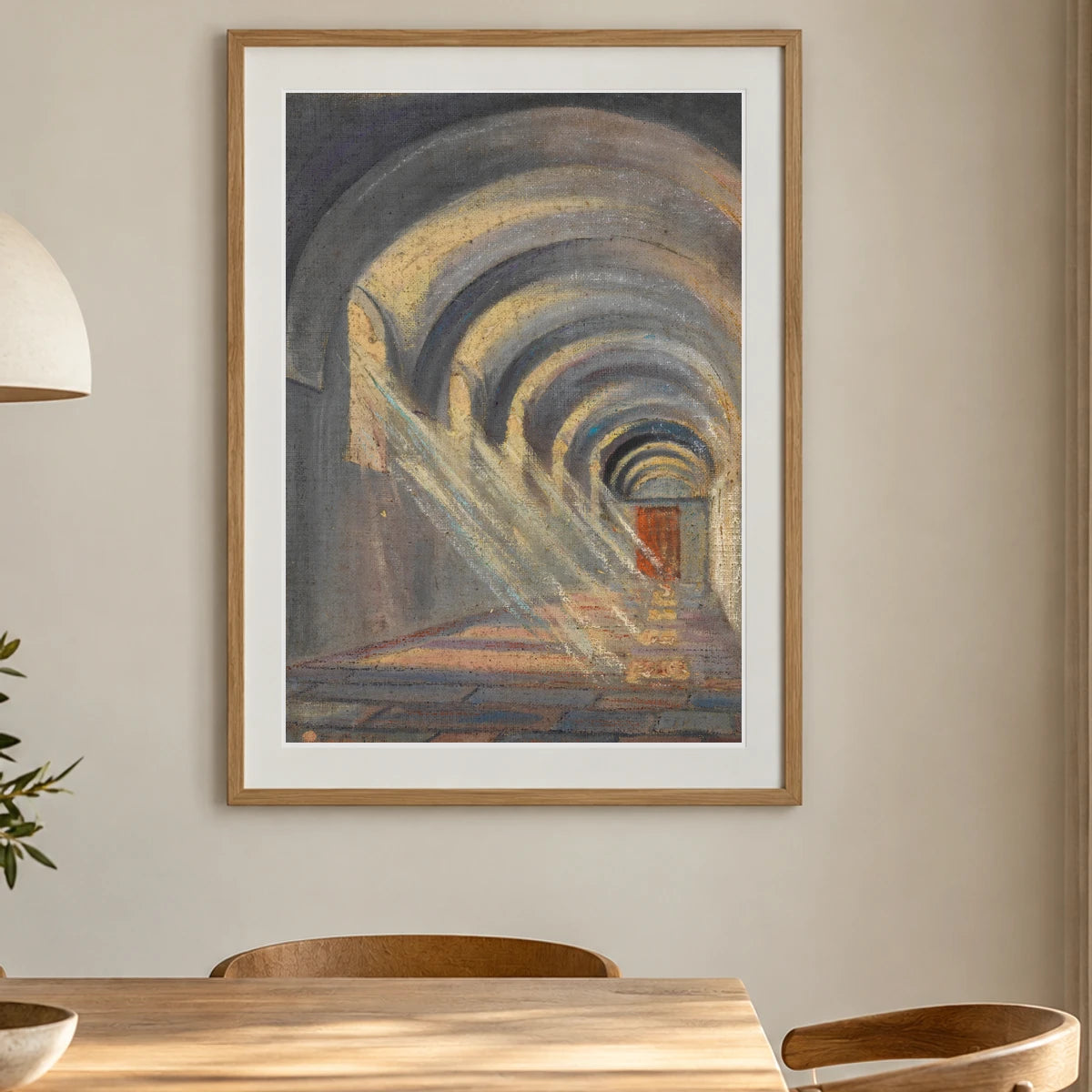 Kreuzgang Mit Einfallendem Sonnenlicht (klosterneuburg) — Egon Schiele shown in a styled interior