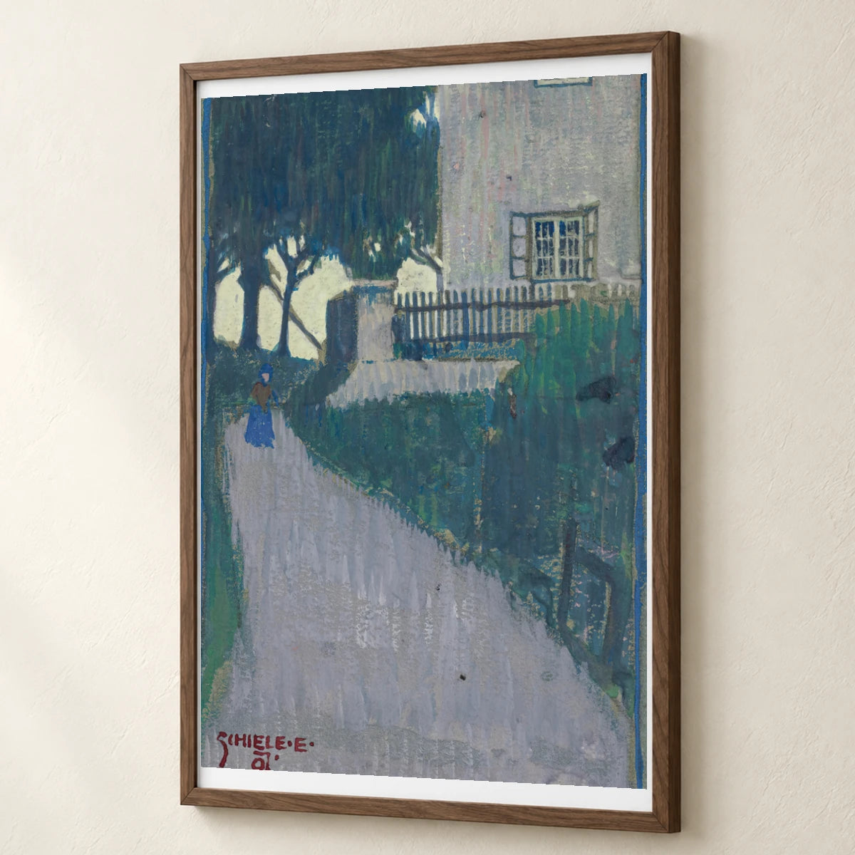 Landscape With House, Trees And Female Figure (1907.) — Egon Schiele egon schiele print by SaamCrafts