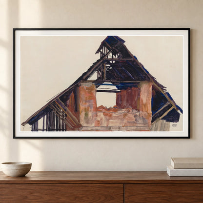 Old Gable (1913) — Egon Schiele shown in a styled interior