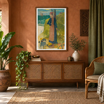 Breton Girl Spinning — Paul Gauguin shown in a styled interior