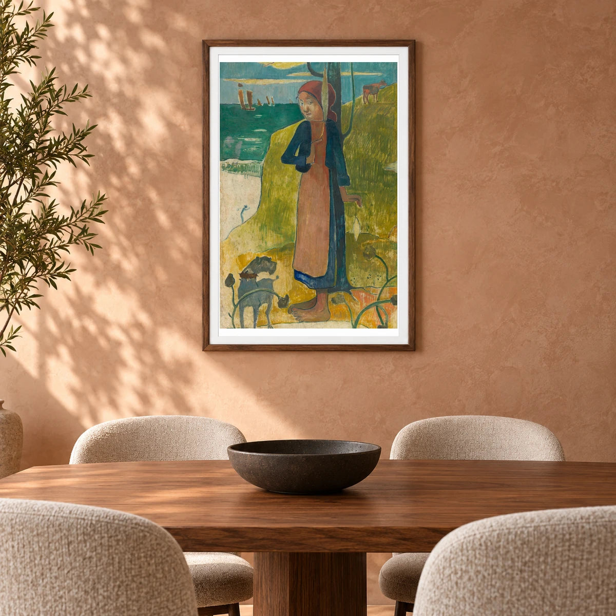 Breton Girl Spinning — Paul Gauguin shown in a styled interior