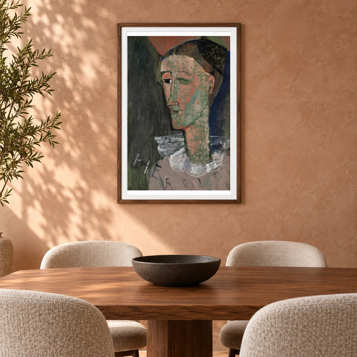 Self Portrait As Pierrot (1915) — Modern & Contemporary shown in a styled interior