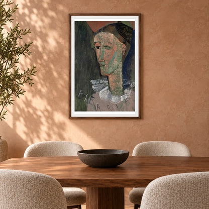 Self Portrait As Pierrot (1915) — Modern & Contemporary shown in a styled interior