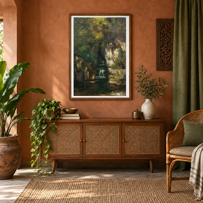 A Waterfall Near Ornans — Modern & Contemporary shown in a styled interior