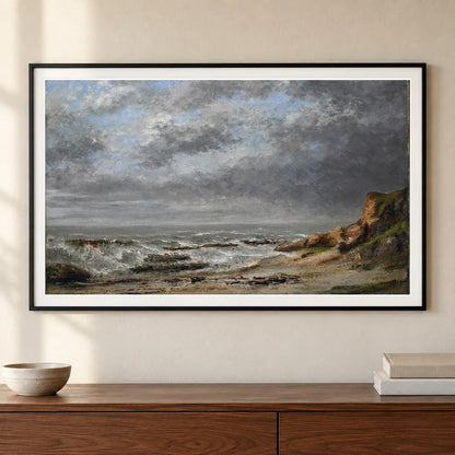 View Of A Rough Sea Near A Cliff (after 1873) — Modern & Contemporary shown in a styled interior