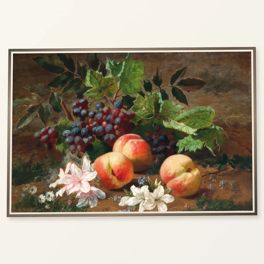 A Forest Still Life With Peach And Grapes — Modern & Contemporary modern & contemporary art print by SaamCrafts