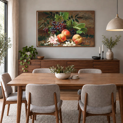 A Forest Still Life With Peach And Grapes — Modern & Contemporary shown in a styled interior